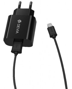 Зарядно устройство Devia - 4755, кабел Micro USB, черно